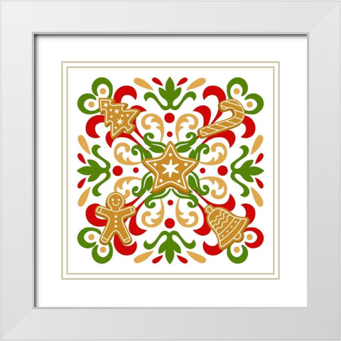 Gingerbread White Modern Wood Framed Art Print with Double Matting by Robinson, Tamara