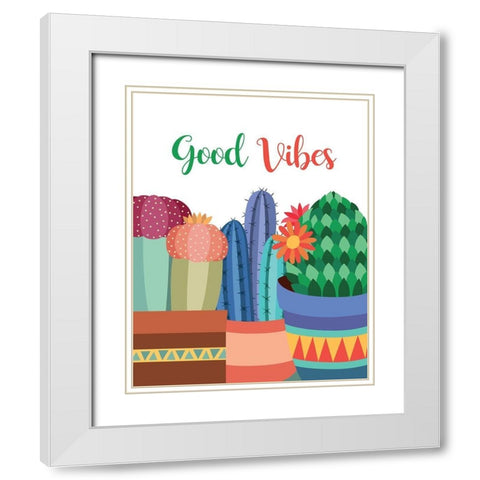 Good Vibes White Modern Wood Framed Art Print with Double Matting by Robinson, Tamara