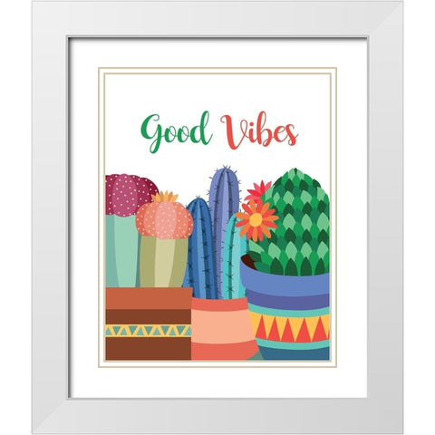 Good Vibes White Modern Wood Framed Art Print with Double Matting by Robinson, Tamara