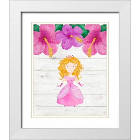Princess Flowers White Modern Wood Framed Art Print with Double Matting by Robinson, Tamara