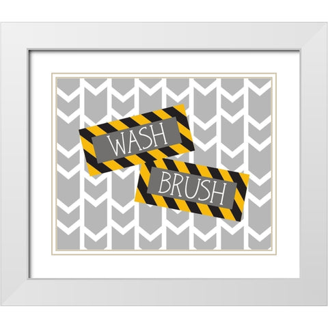 Construction Wash Brush White Modern Wood Framed Art Print with Double Matting by Robinson, Tamara