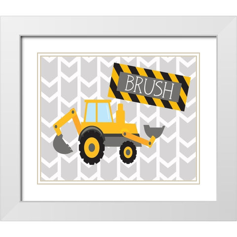 Construction Brush White Modern Wood Framed Art Print with Double Matting by Robinson, Tamara
