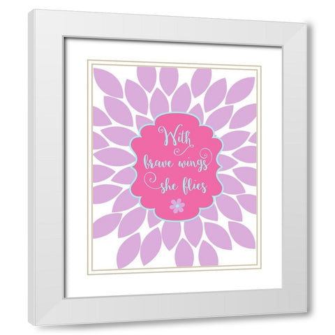 Bird Floral Quote White Modern Wood Framed Art Print with Double Matting by Robinson, Tamara