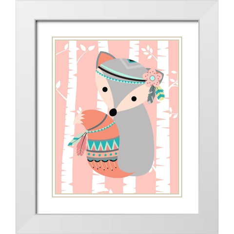 Tribal Fox Girl I White Modern Wood Framed Art Print with Double Matting by Robinson, Tamara