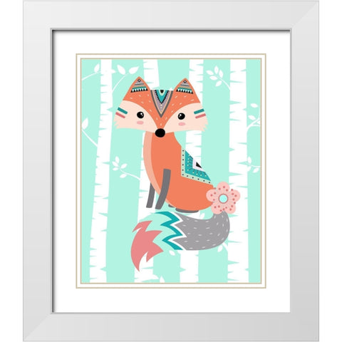 Tribal Fox Girl II White Modern Wood Framed Art Print with Double Matting by Robinson, Tamara