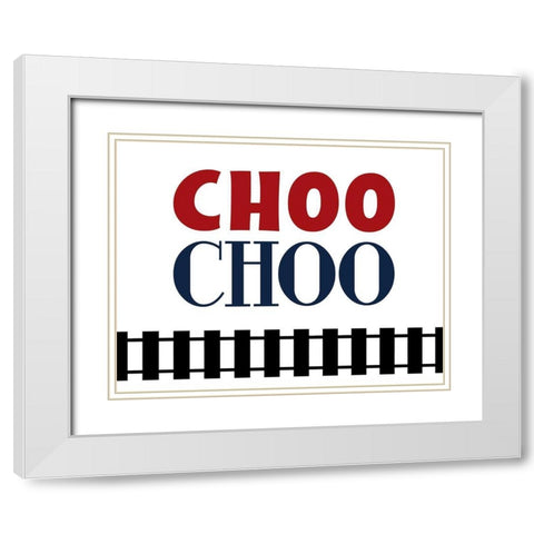 Choo Choo White Modern Wood Framed Art Print with Double Matting by Robinson, Tamara