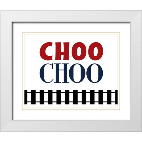 Choo Choo White Modern Wood Framed Art Print with Double Matting by Robinson, Tamara