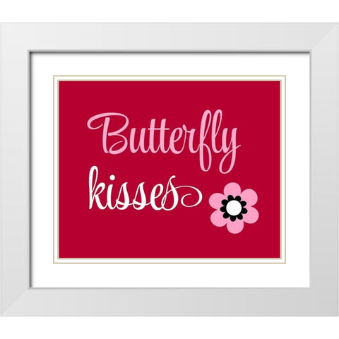 Butterfly Kisses White Modern Wood Framed Art Print with Double Matting by Robinson, Tamara