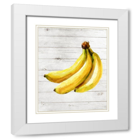 Bananas White Modern Wood Framed Art Print with Double Matting by Robinson, Tamara