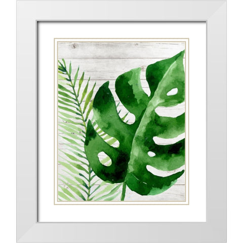 Banana Leaf I White Modern Wood Framed Art Print with Double Matting by Robinson, Tamara