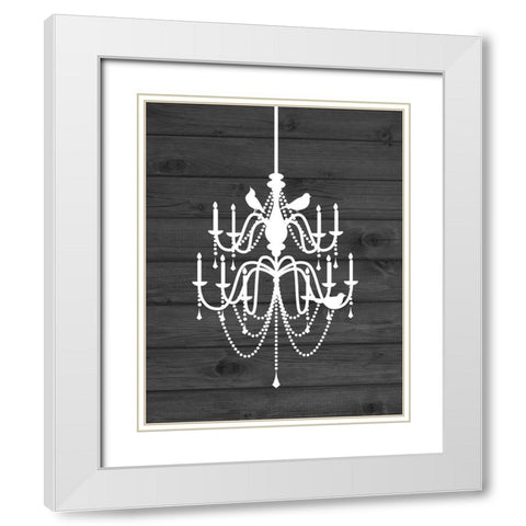 Chandelier Bird I White Modern Wood Framed Art Print with Double Matting by Robinson, Tamara