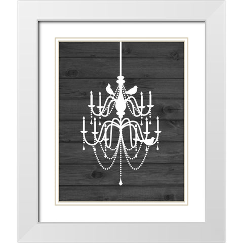 Chandelier Bird I White Modern Wood Framed Art Print with Double Matting by Robinson, Tamara