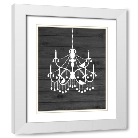 Chandelier Bird II White Modern Wood Framed Art Print with Double Matting by Robinson, Tamara