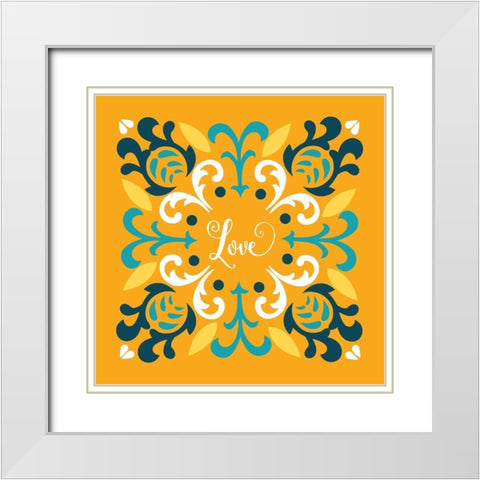 Love White Modern Wood Framed Art Print with Double Matting by Robinson, Tamara