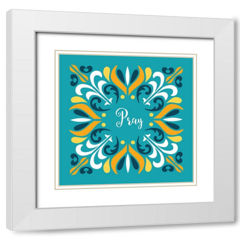 Pray White Modern Wood Framed Art Print with Double Matting by Robinson, Tamara