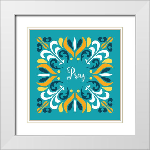 Pray White Modern Wood Framed Art Print with Double Matting by Robinson, Tamara