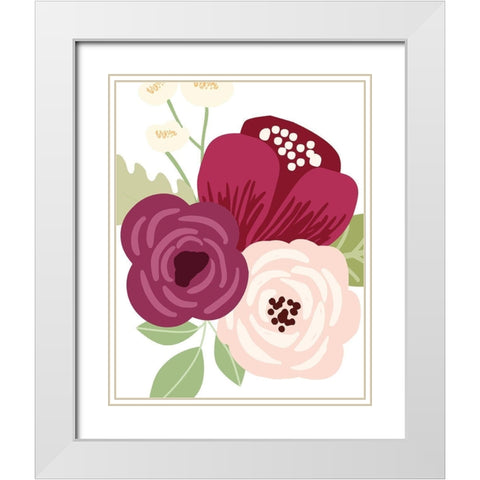 Floral Bouquet I White Modern Wood Framed Art Print with Double Matting by Robinson, Tamara