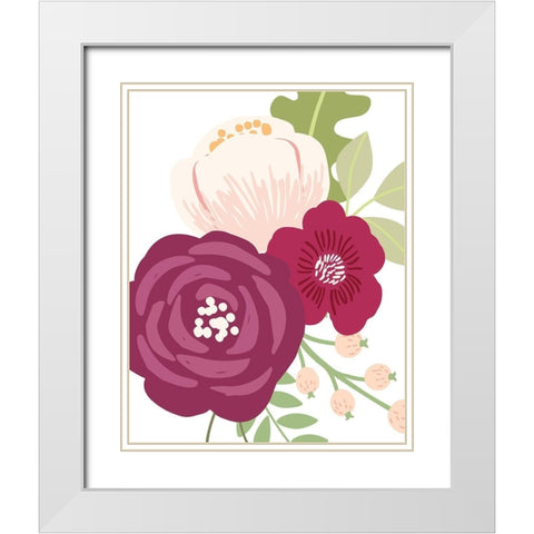 Floral Bouquet III White Modern Wood Framed Art Print with Double Matting by Robinson, Tamara