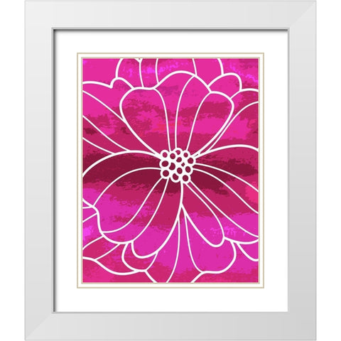 Flower Outline I White Modern Wood Framed Art Print with Double Matting by Robinson, Tamara