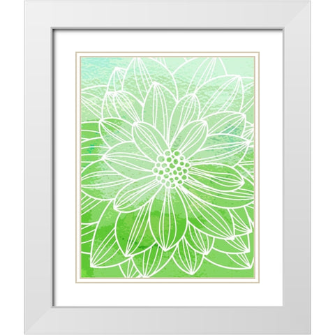 Flower Outline III White Modern Wood Framed Art Print with Double Matting by Robinson, Tamara