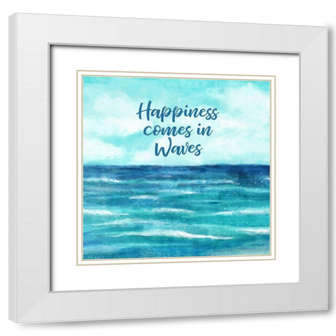 Happiness Comes in Waves White Modern Wood Framed Art Print with Double Matting by Robinson, Tamara