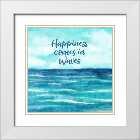 Happiness Comes in Waves White Modern Wood Framed Art Print with Double Matting by Robinson, Tamara