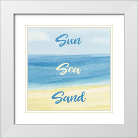 Sun Sea Sad White Modern Wood Framed Art Print with Double Matting by Robinson, Tamara