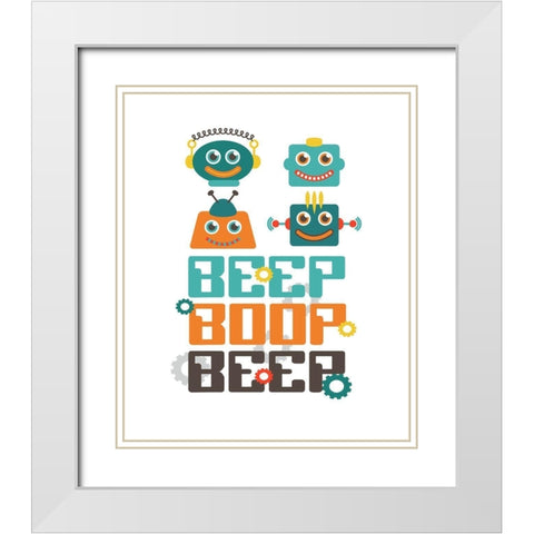 Beep Boop Beep White Modern Wood Framed Art Print with Double Matting by Robinson, Tamara