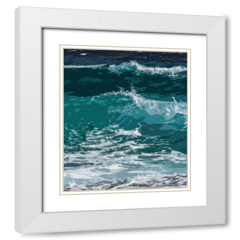 Ocean Waves I White Modern Wood Framed Art Print with Double Matting by Robinson, Tamara