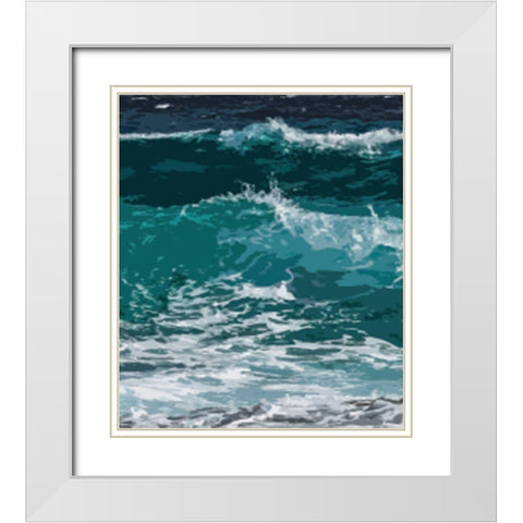 Ocean Waves I White Modern Wood Framed Art Print with Double Matting by Robinson, Tamara
