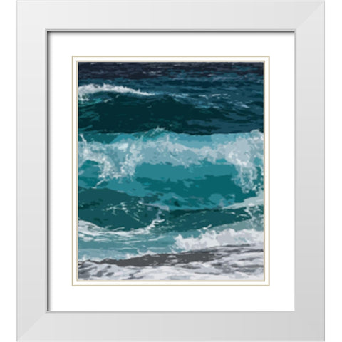 Ocean Waves II White Modern Wood Framed Art Print with Double Matting by Robinson, Tamara