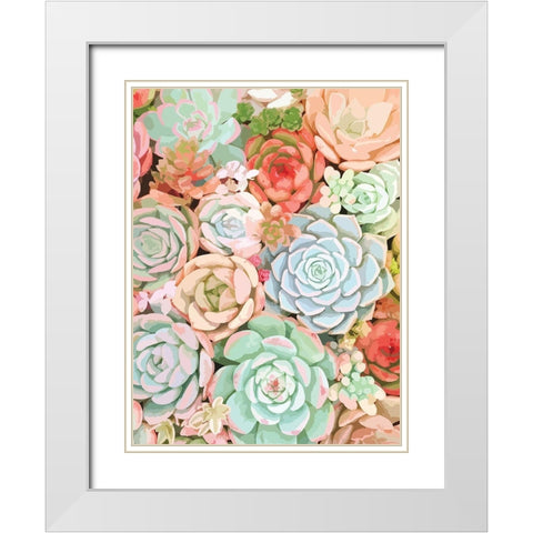 Succulent White Modern Wood Framed Art Print with Double Matting by Robinson, Tamara