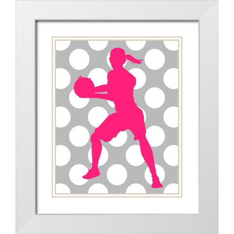 Basketball Girl White Modern Wood Framed Art Print with Double Matting by Robinson, Tamara