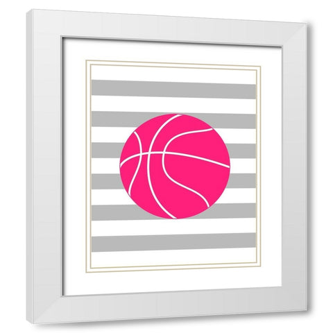 Basketball Stripes White Modern Wood Framed Art Print with Double Matting by Robinson, Tamara