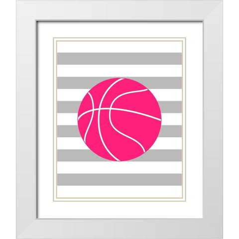Basketball Stripes White Modern Wood Framed Art Print with Double Matting by Robinson, Tamara
