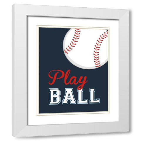 Play Ball White Modern Wood Framed Art Print with Double Matting by Robinson, Tamara