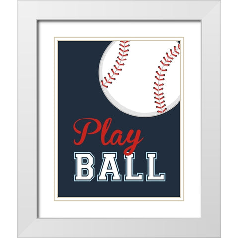 Play Ball White Modern Wood Framed Art Print with Double Matting by Robinson, Tamara