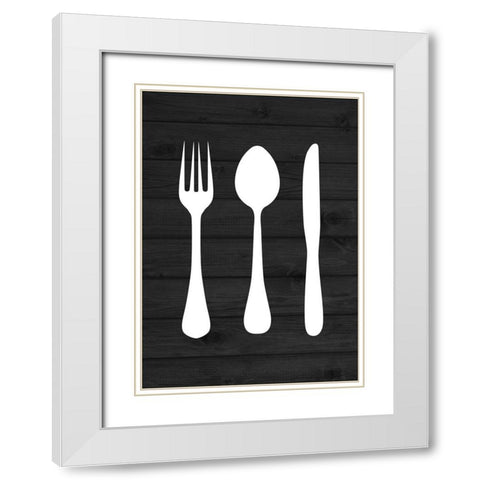 Dining Utensils White Modern Wood Framed Art Print with Double Matting by Robinson, Tamara