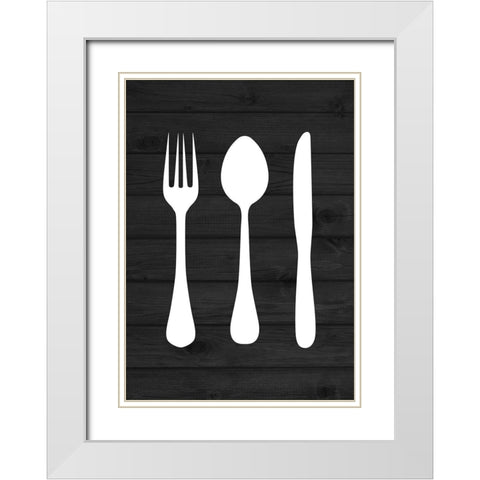 Dining Utensils White Modern Wood Framed Art Print with Double Matting by Robinson, Tamara