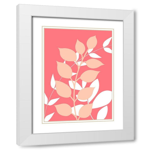 Coral Foliage I White Modern Wood Framed Art Print with Double Matting by Robinson, Tamara