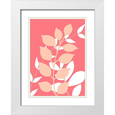 Coral Foliage I White Modern Wood Framed Art Print with Double Matting by Robinson, Tamara