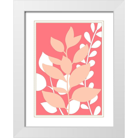 Coral Foliage II White Modern Wood Framed Art Print with Double Matting by Robinson, Tamara