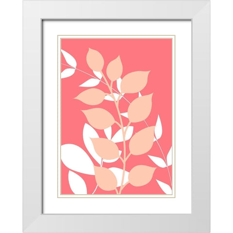 Coral Foliage III White Modern Wood Framed Art Print with Double Matting by Robinson, Tamara