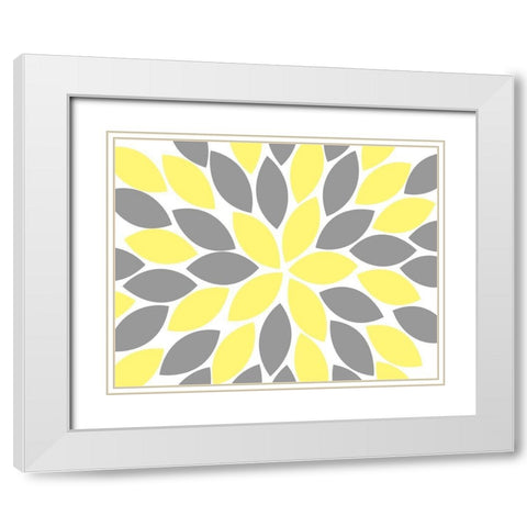 Yellow Foliage Floral II White Modern Wood Framed Art Print with Double Matting by Robinson, Tamara