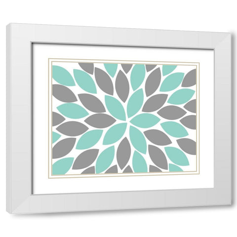 Teal Foliage Floral II White Modern Wood Framed Art Print with Double Matting by Robinson, Tamara