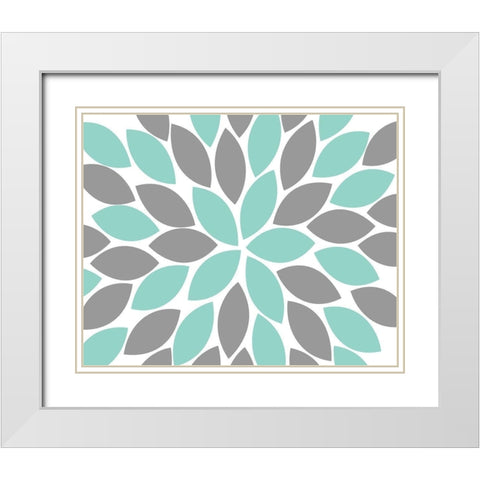 Teal Foliage Floral II White Modern Wood Framed Art Print with Double Matting by Robinson, Tamara