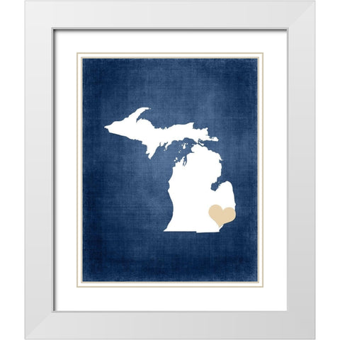 Michigan White Modern Wood Framed Art Print with Double Matting by Robinson, Tamara