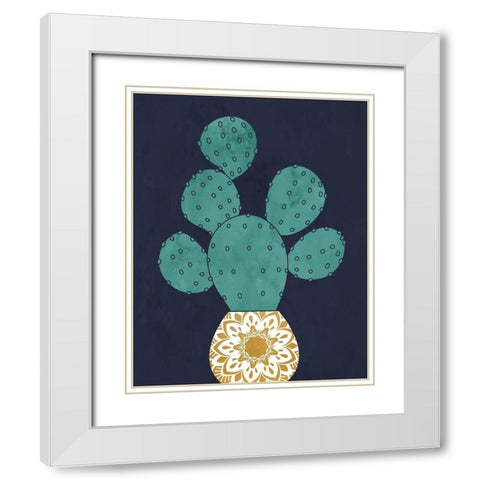 Cactus II White Modern Wood Framed Art Print with Double Matting by Robinson, Tamara
