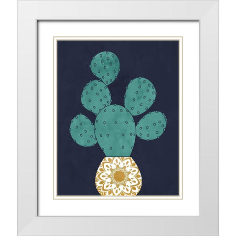 Cactus II White Modern Wood Framed Art Print with Double Matting by Robinson, Tamara