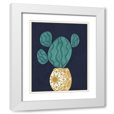 Cactus III White Modern Wood Framed Art Print with Double Matting by Robinson, Tamara
